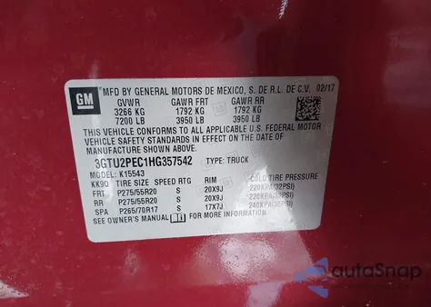 2017 GMC Sierra 1500 Denali из США, поврежденный, VIN 3GTU2PEC1HG357542